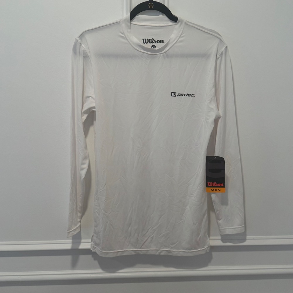 Wilson Pro-Tec Mens XL White Long Sleeve Performance Athletic Shirt NWT